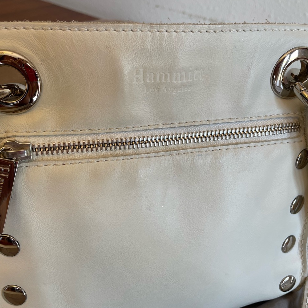 Hammitt white Tony with polished silver hardware/rivets